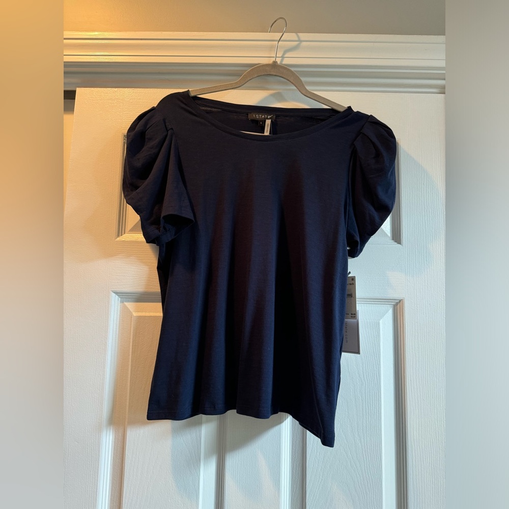 1. STATE NAVY BLUE SHIRT SLEEVE TOP NWT!